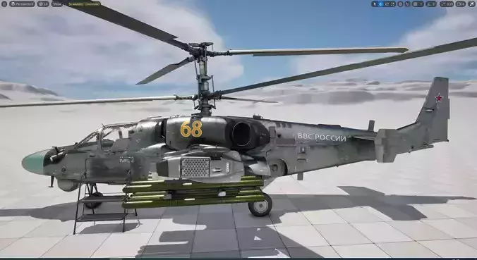 Rigged Ka-52 Helicopter Low-poly 3D model