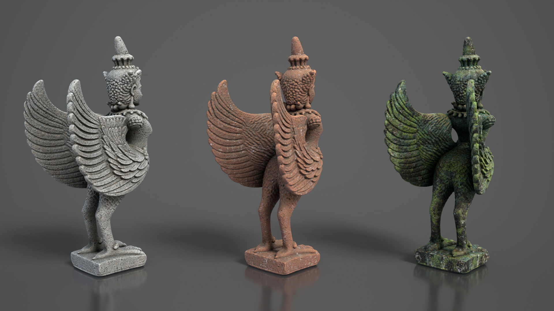 Ancient Khmer Statue 02-250522 Low-poly 3D model_5