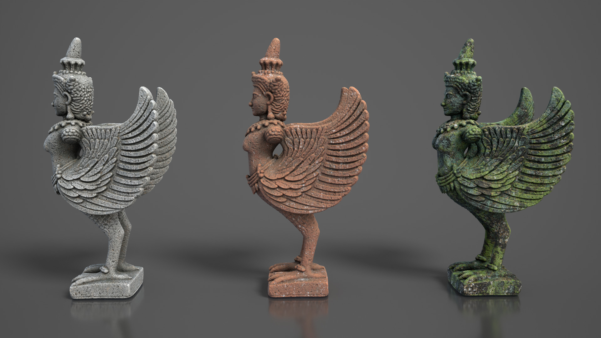 Ancient Khmer Statue 02-250522 Low-poly 3D model_2
