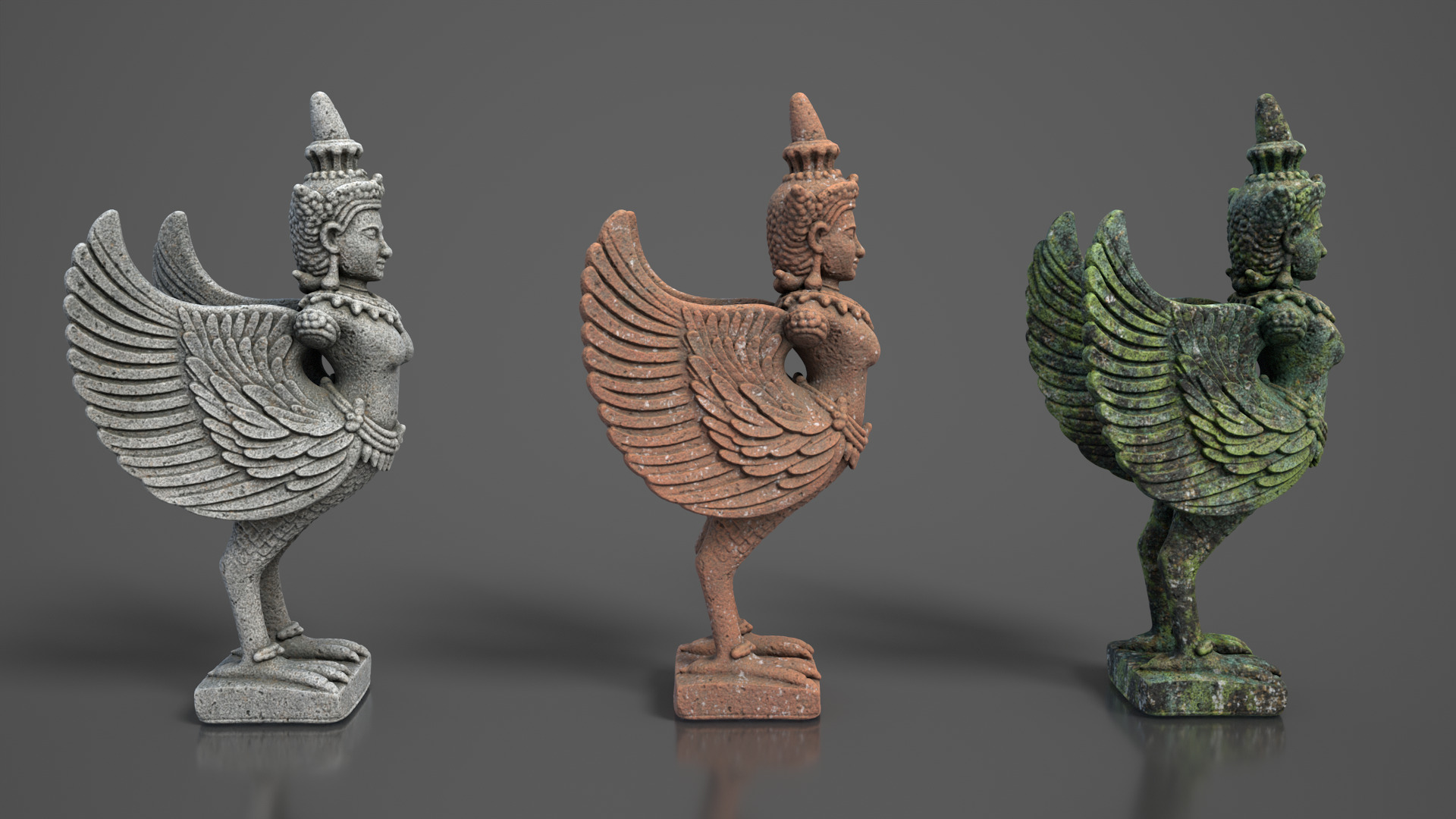Ancient Khmer Statue 02-250522 Low-poly 3D model_6