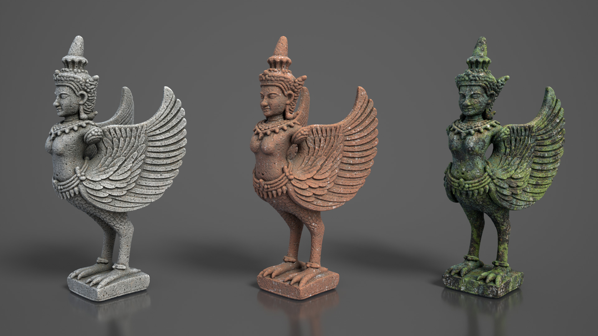 Ancient Khmer Statue 02-250522 Low-poly 3D model_1