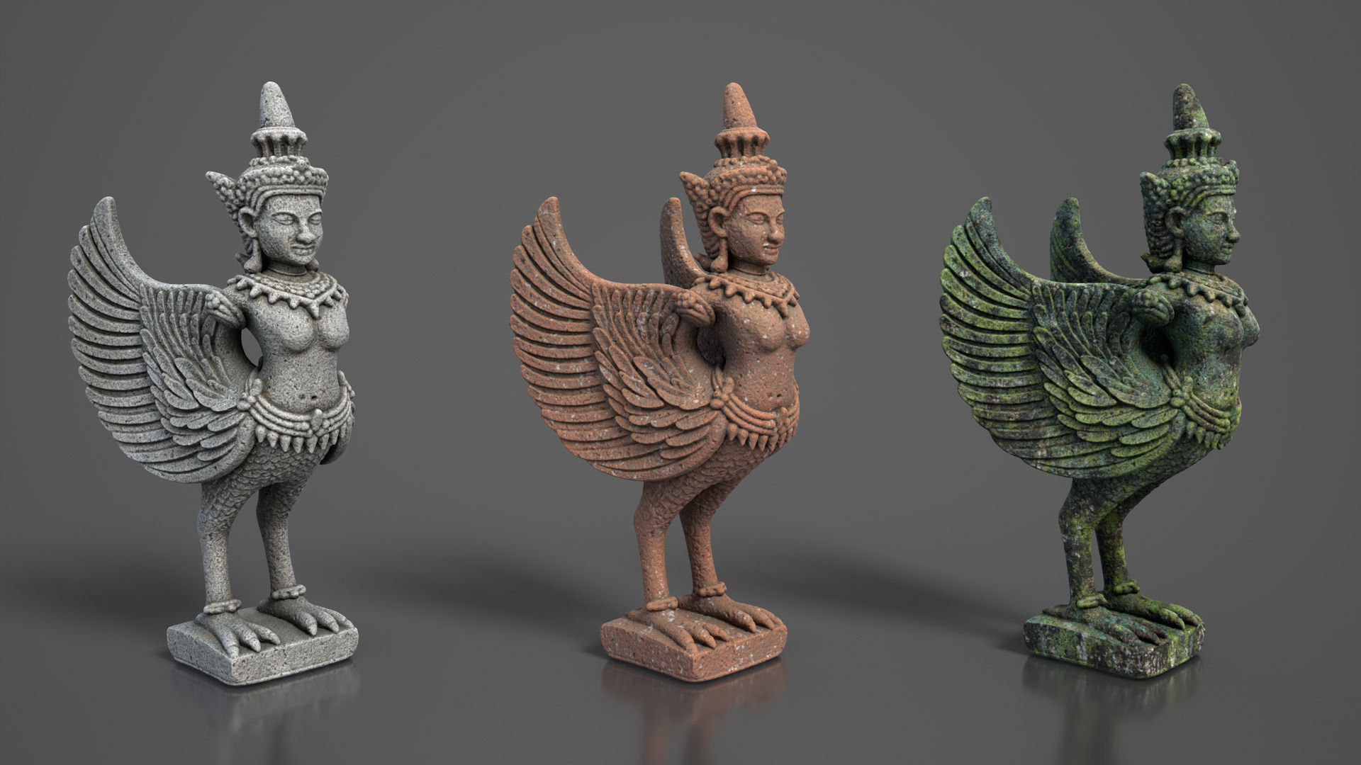 Ancient Khmer Statue 02-250522 Low-poly 3D model_7