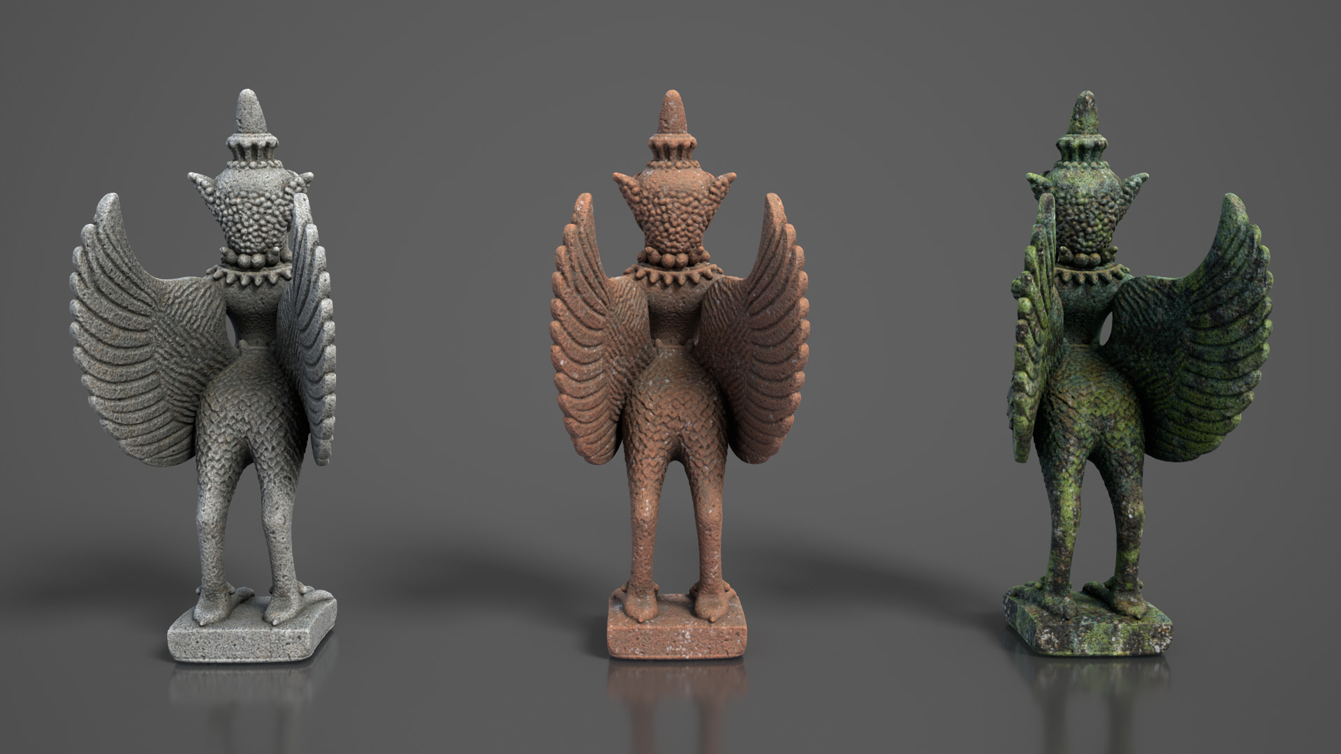 Ancient Khmer Statue 02-250522 Low-poly 3D model_4