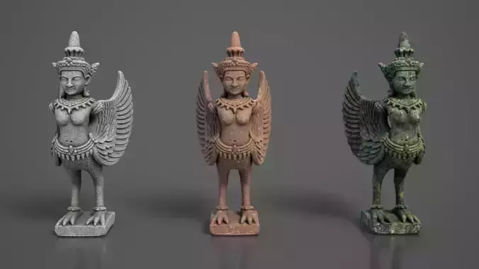 Ancient Khmer Statue 02-250522 Low-poly 3D model Ancient Khmer Statue 02-250522 Low-poly 3D model