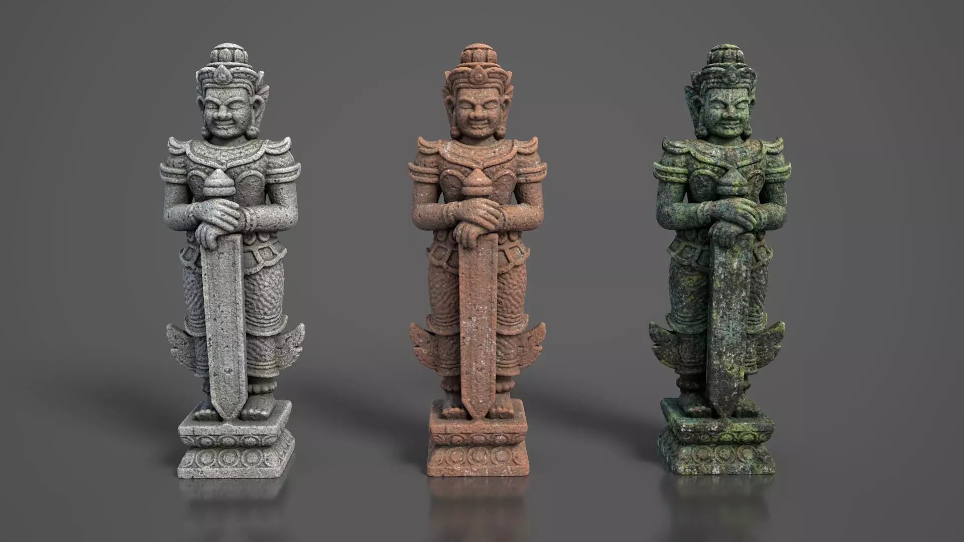 Ancient Khmer Statue 01-250522 Low-poly 3D model_0