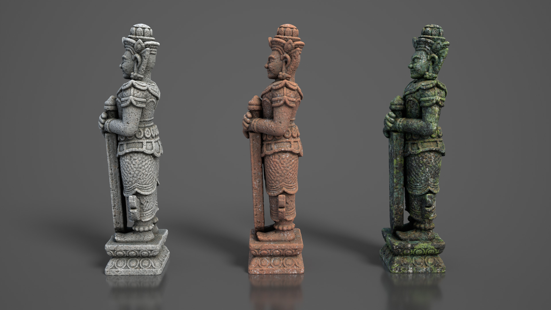 Ancient Khmer Statue 01-250522 Low-poly 3D model_6