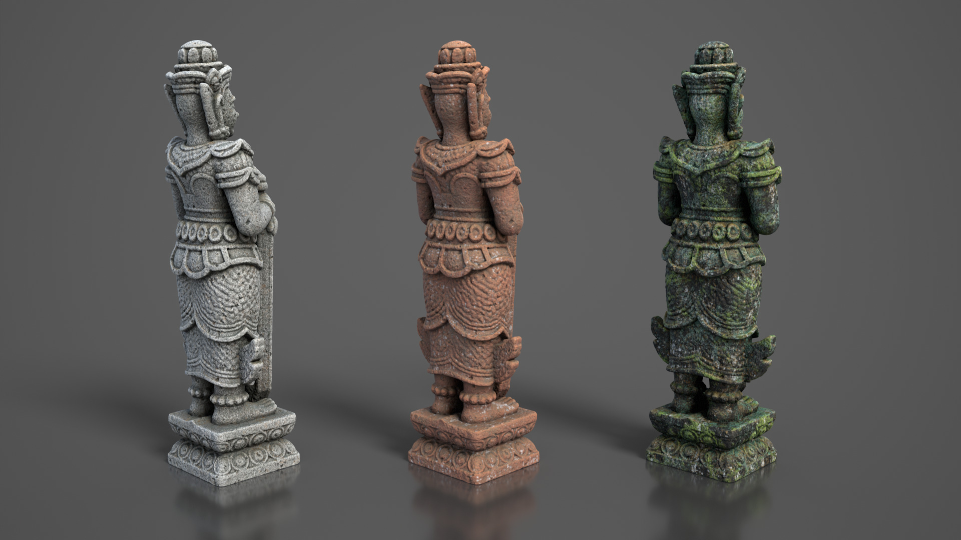 Ancient Khmer Statue 01-250522 Low-poly 3D model_3