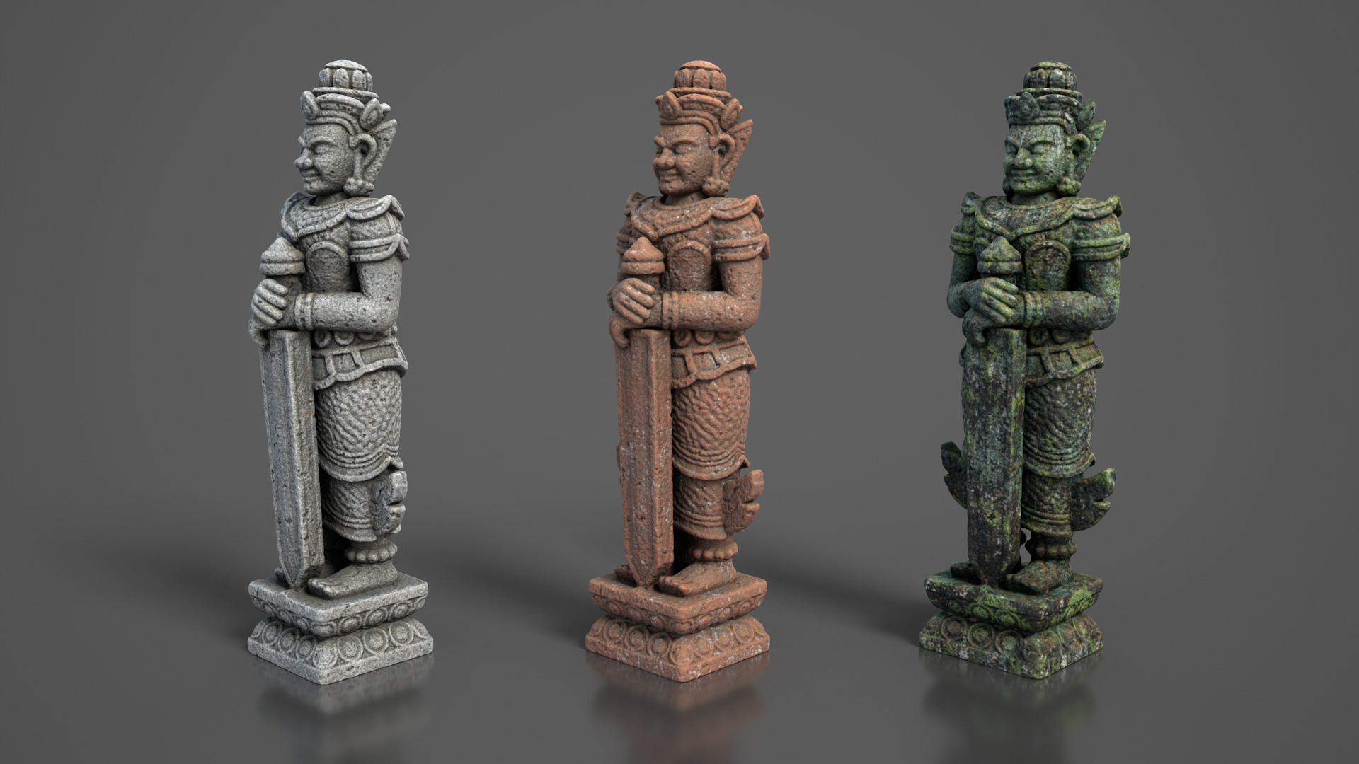 Ancient Khmer Statue 01-250522 Low-poly 3D model_7