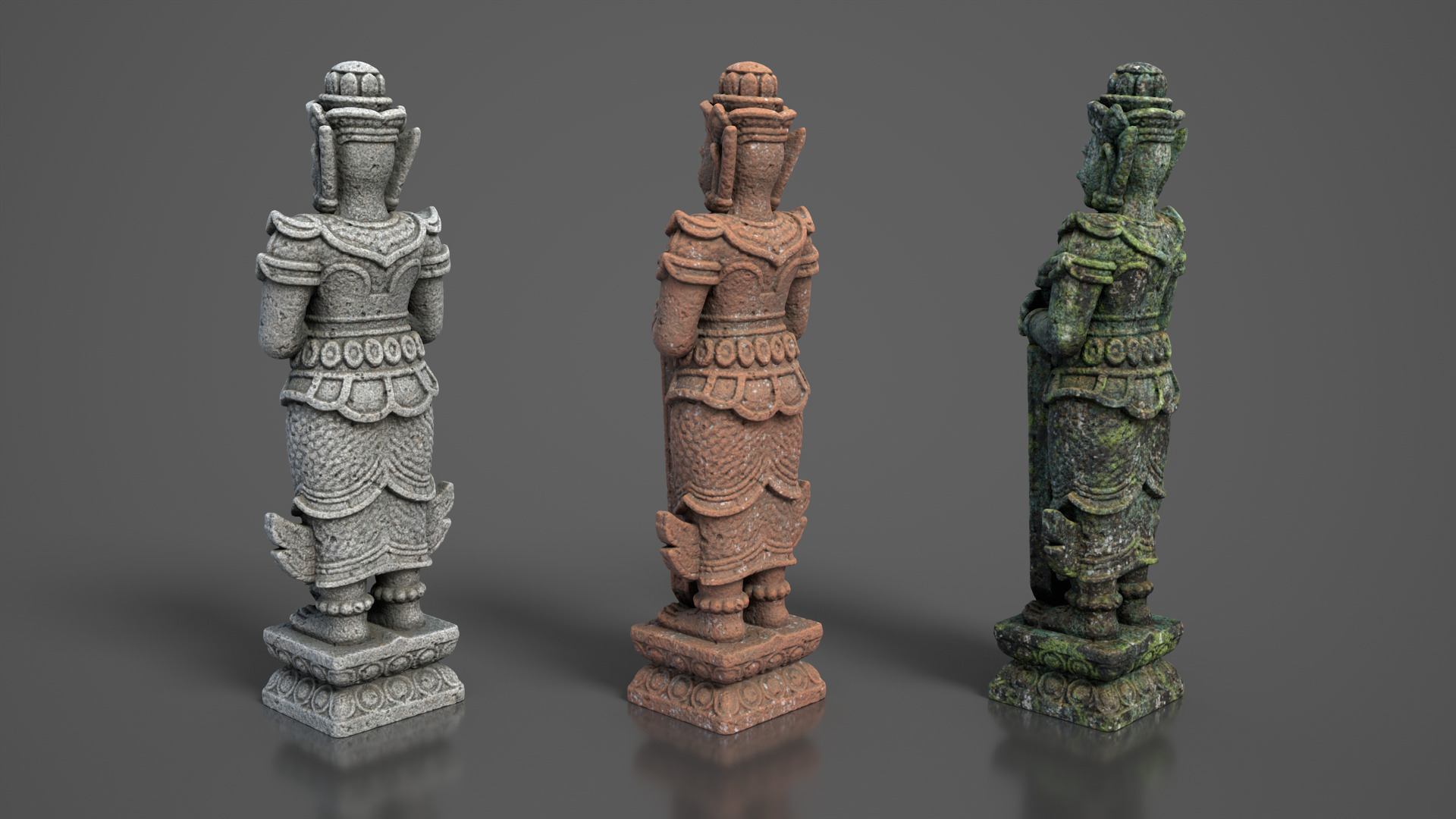Ancient Khmer Statue 01-250522 Low-poly 3D model_5