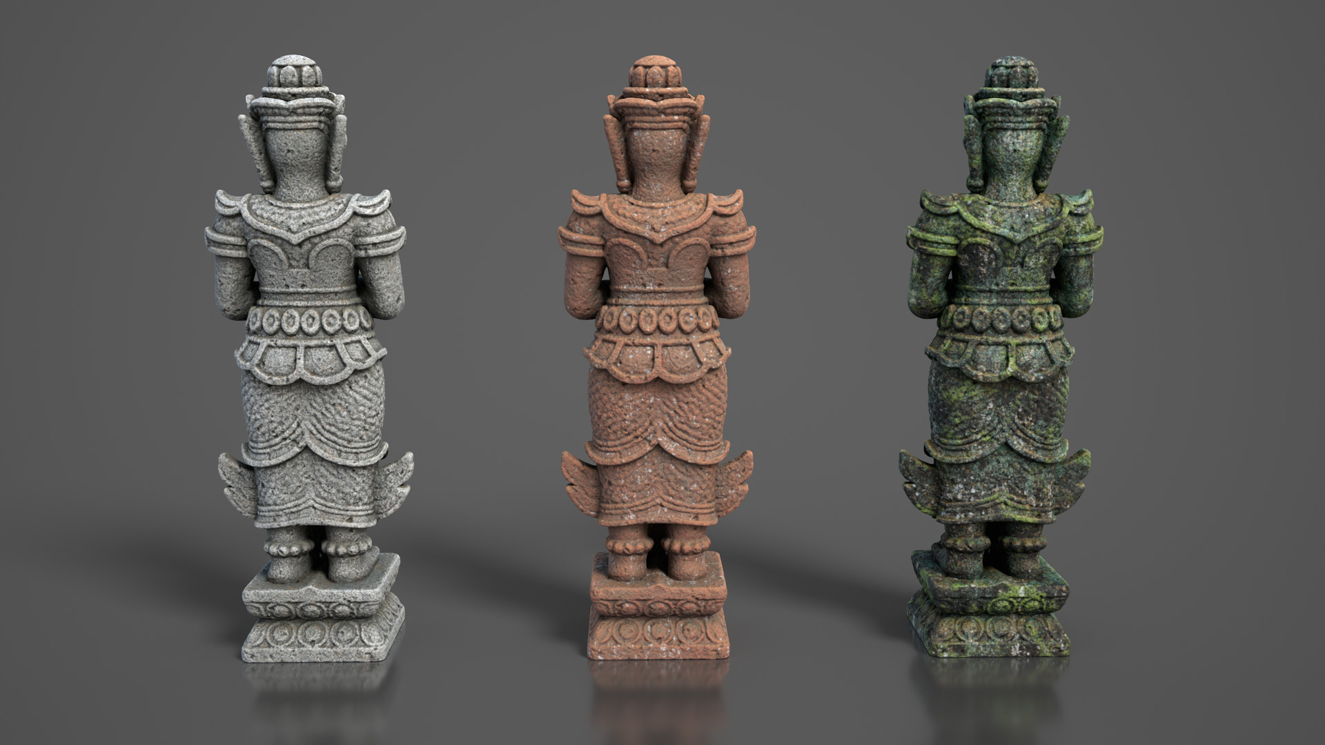 Ancient Khmer Statue 01-250522 Low-poly 3D model_4