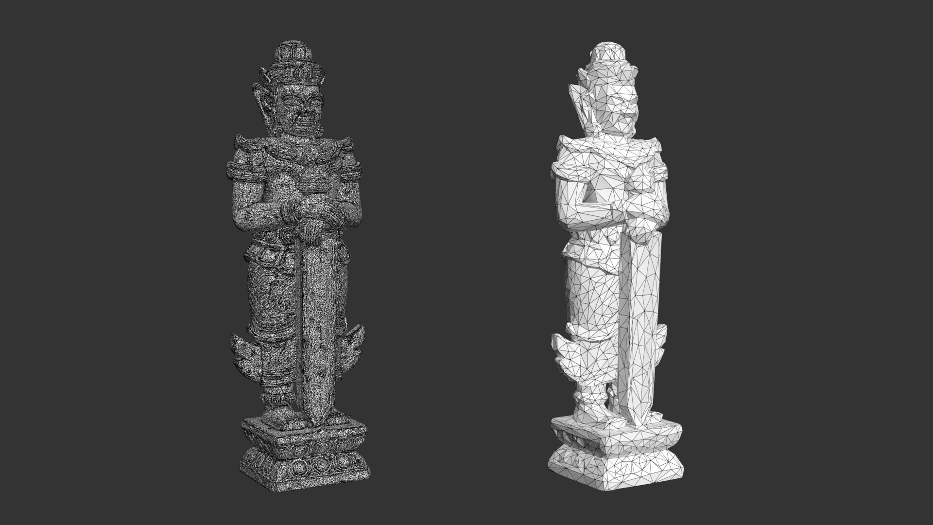 Ancient Khmer Statue 01-250522 Low-poly 3D model_8