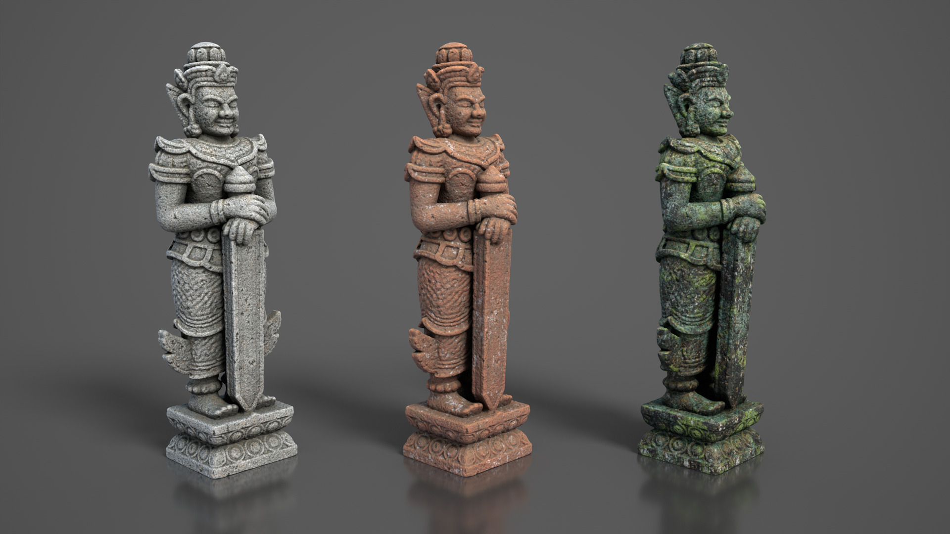 Ancient Khmer Statue 01-250522 Low-poly 3D model_1