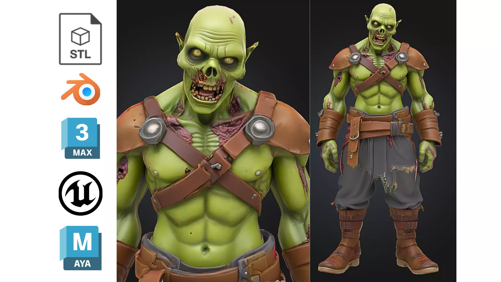 Undead Orc Zombie Low-poly 3D model