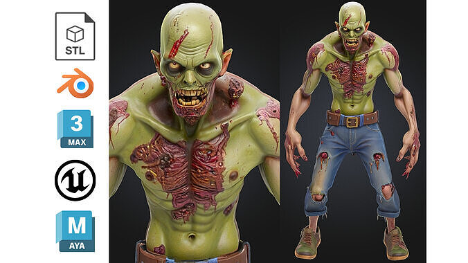 Stylized Zombie Civilian Low-poly 3D model
