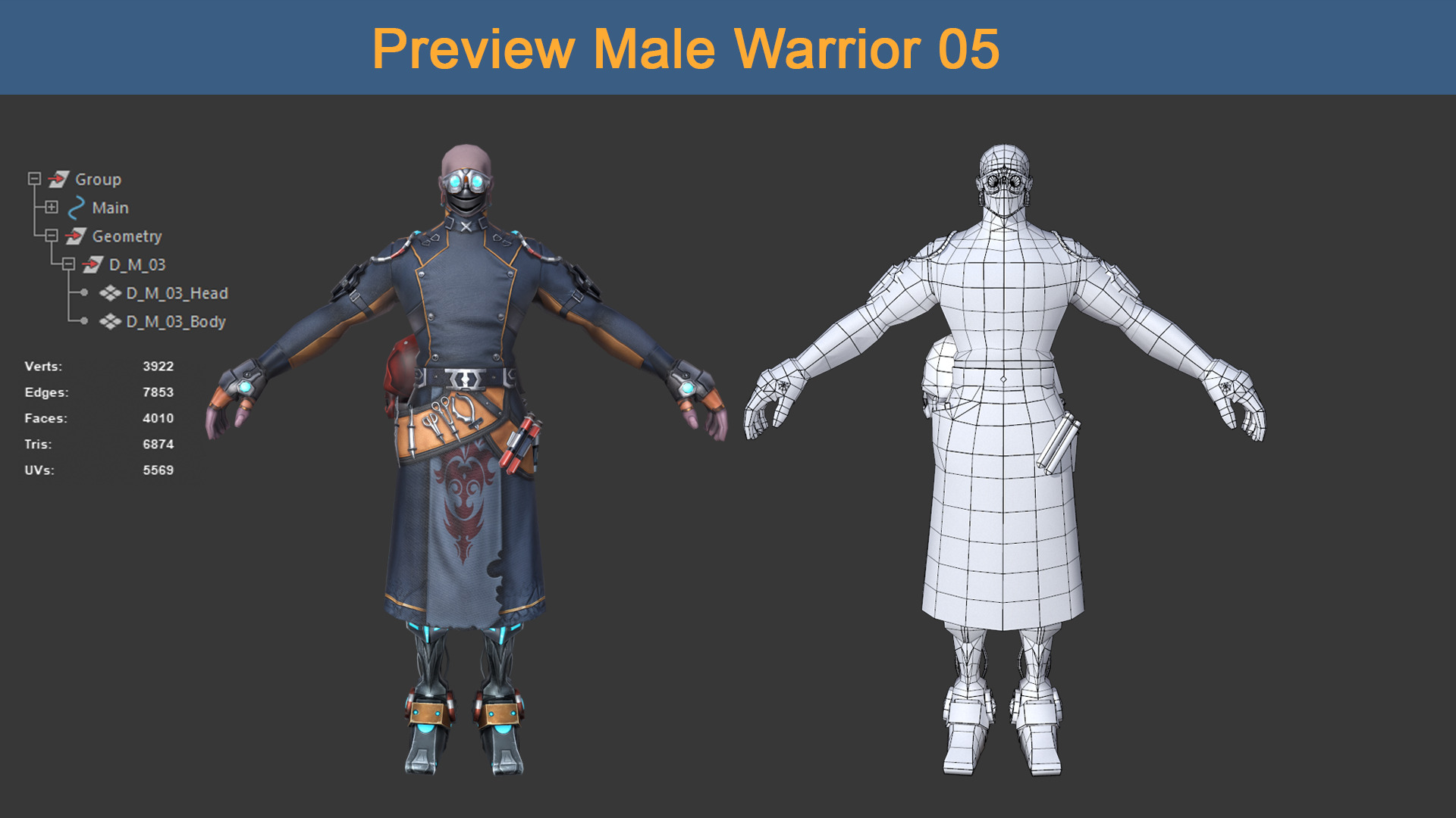 Character Male Warriors 05 - Ready for game  Low-poly 3D model_3