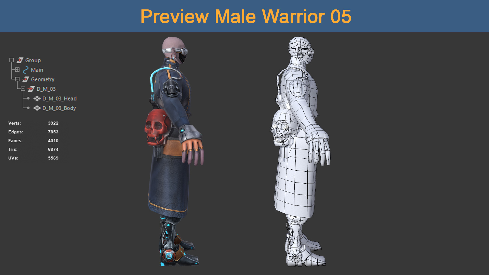 Character Male Warriors 05 - Ready for game  Low-poly 3D model_5