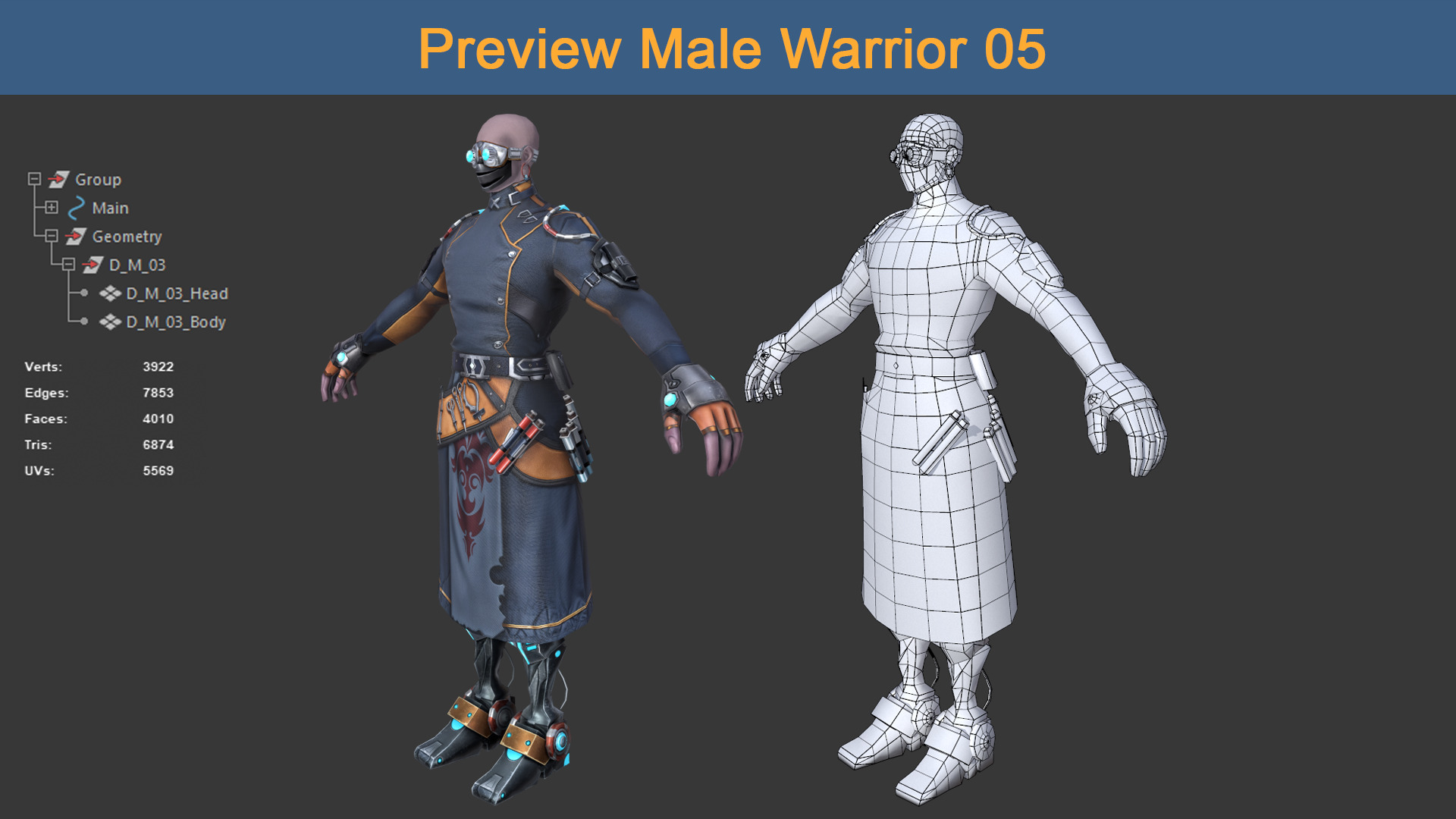 Character Male Warriors 05 - Ready for game  Low-poly 3D model_8