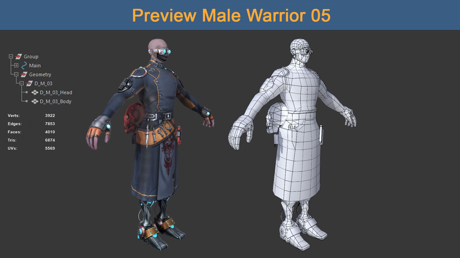 Character Male Warriors 05 - Ready for game  Low-poly 3D model_4