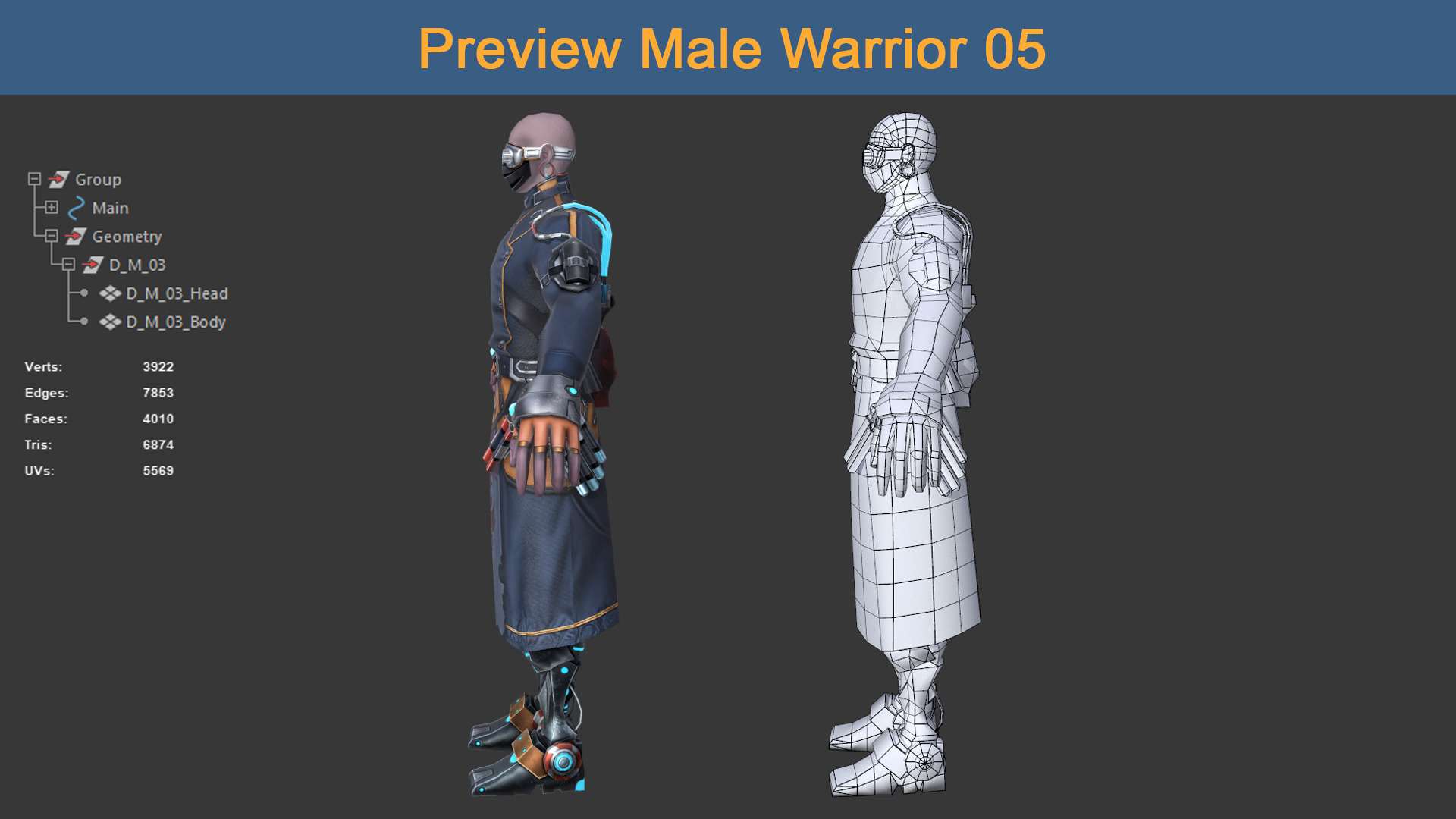 Character Male Warriors 05 - Ready for game  Low-poly 3D model_7