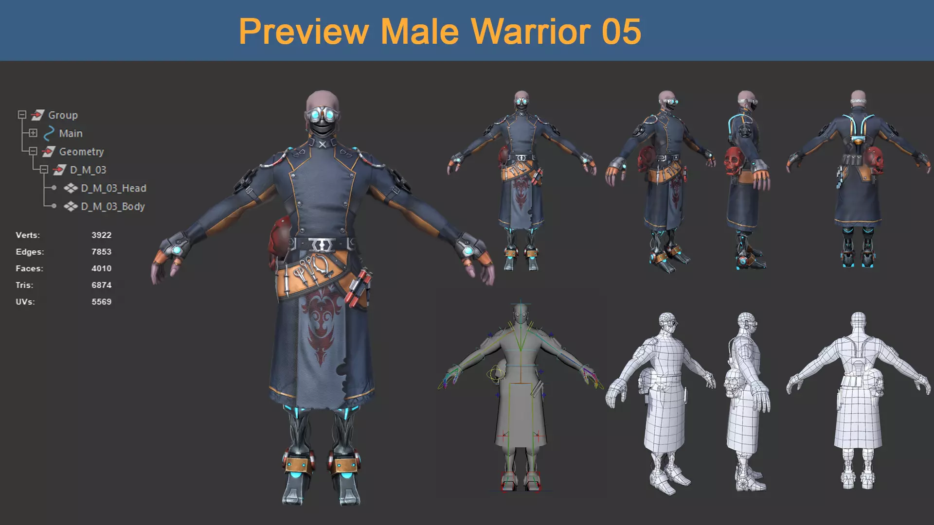 Character Male Warriors 05 - Ready for game  Low-poly 3D model_0