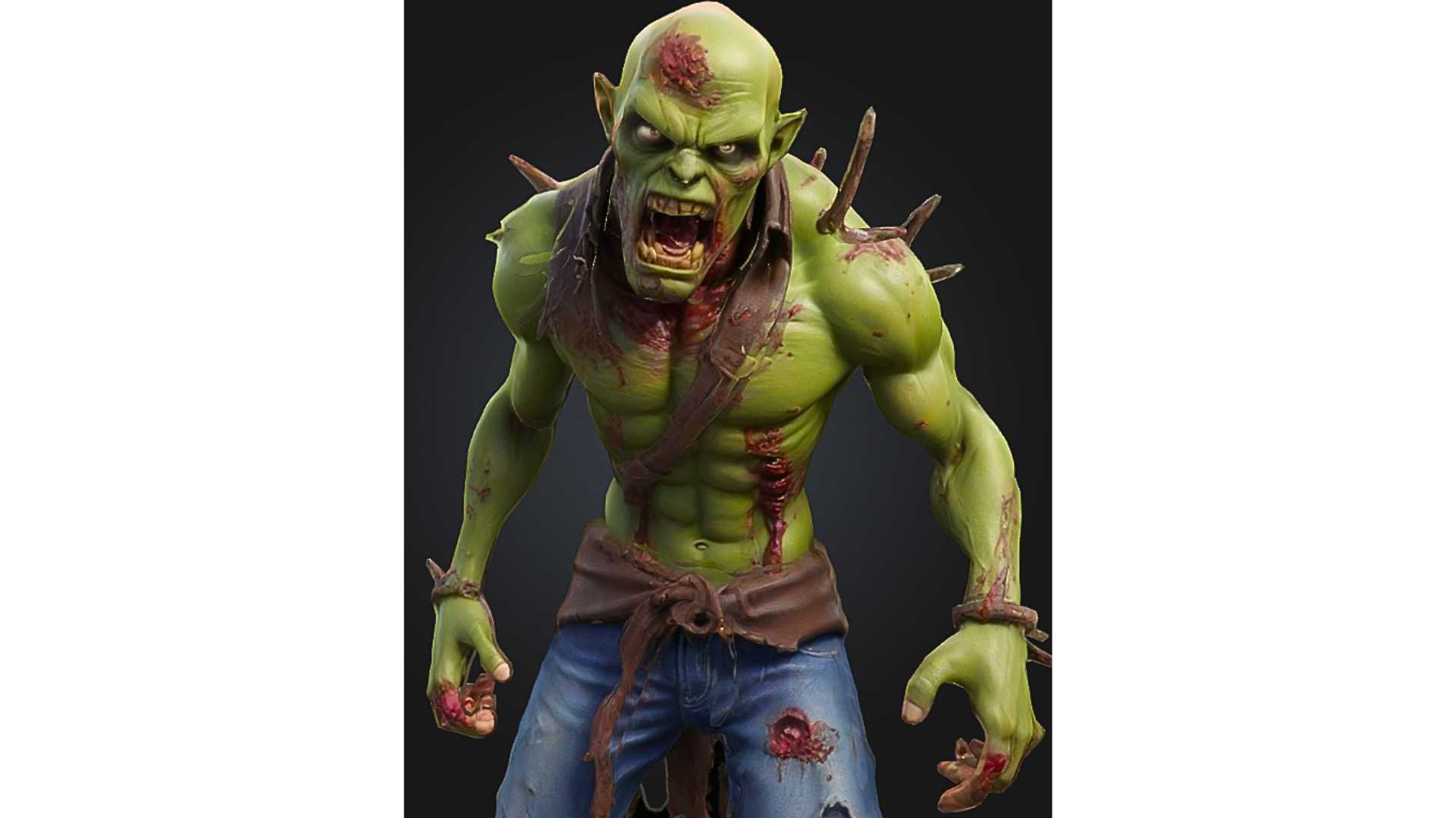 Mutant Zombie Orc Stylized Cartoon Low-poly 3D model_4