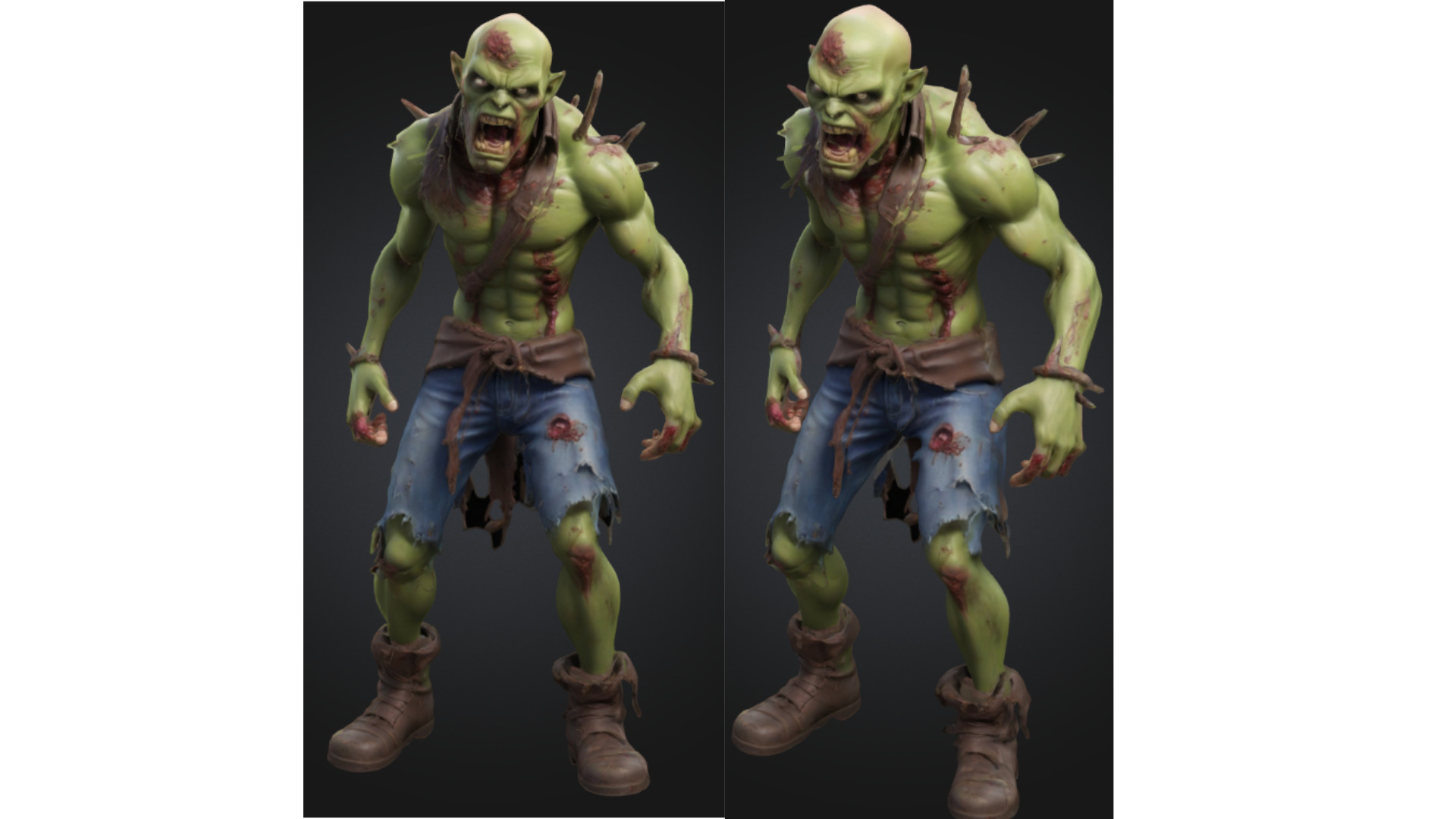 Mutant Zombie Orc Stylized Cartoon Low-poly 3D model_3