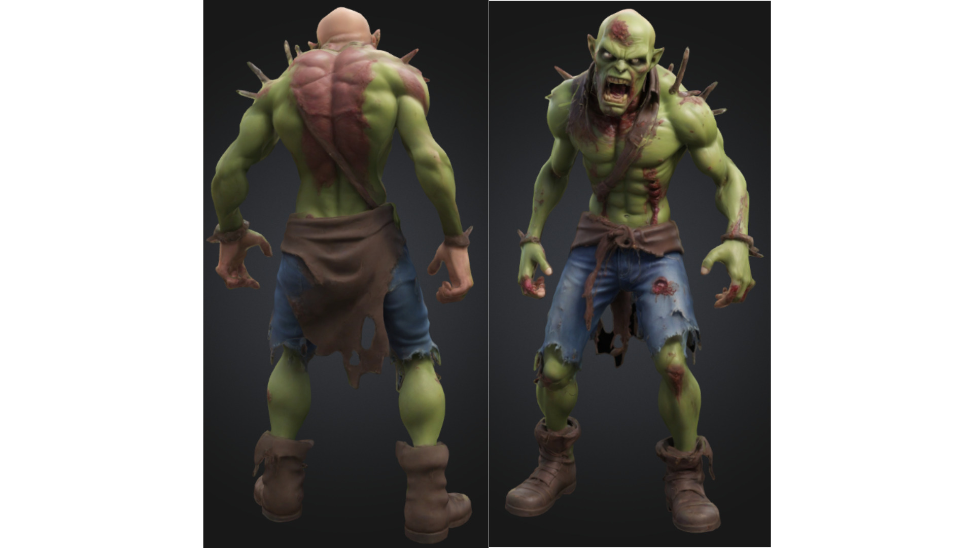 Mutant Zombie Orc Stylized Cartoon Low-poly 3D model_1