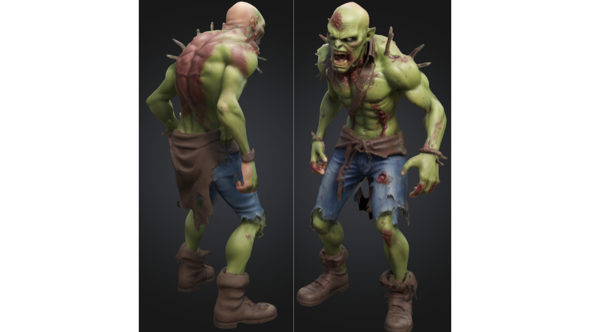 Mutant Zombie Orc Stylized Cartoon Low-poly 3D model_2