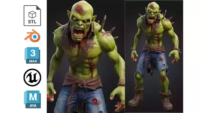 Mutant Zombie Orc Stylized Cartoon