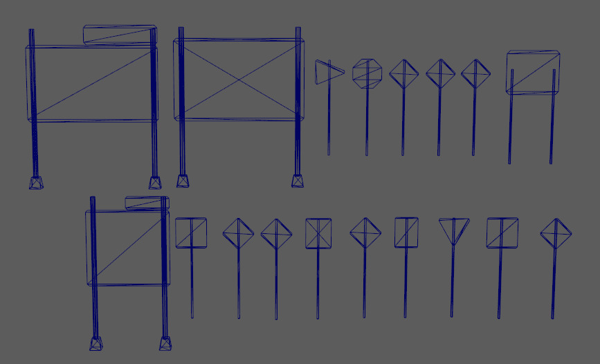 american road sign pack Low-poly 3D model_5