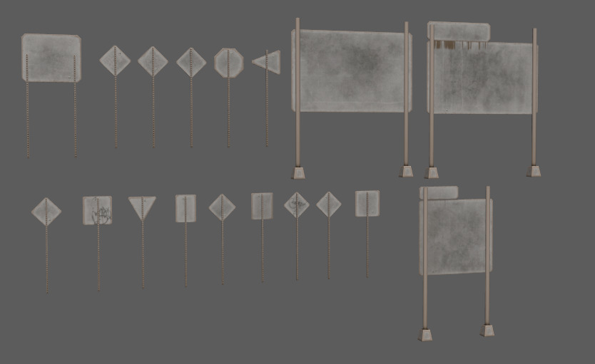 american road sign pack Low-poly 3D model_4