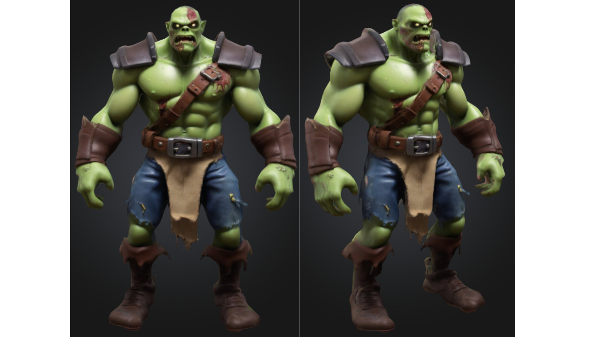 Stylized Zombie Orc Warrior Low-poly 3D model_3