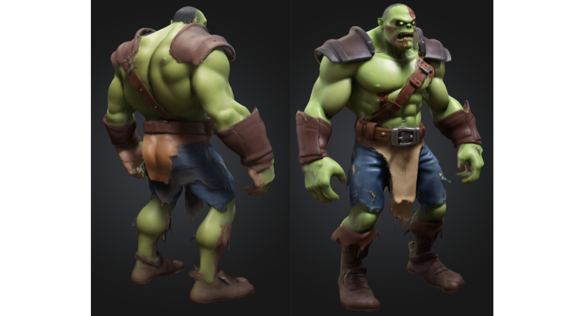 Stylized Zombie Orc Warrior Low-poly 3D model_2