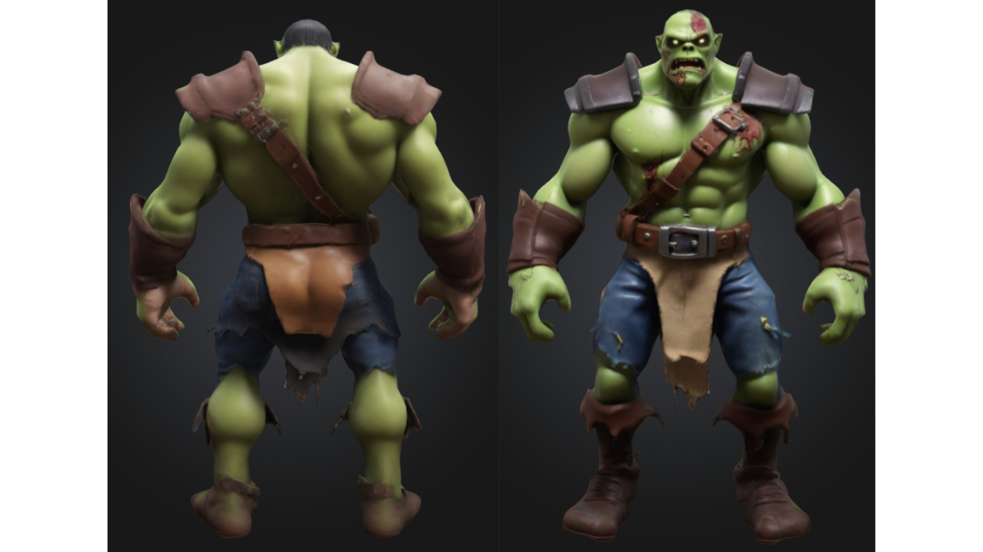 Stylized Zombie Orc Warrior Low-poly 3D model_1