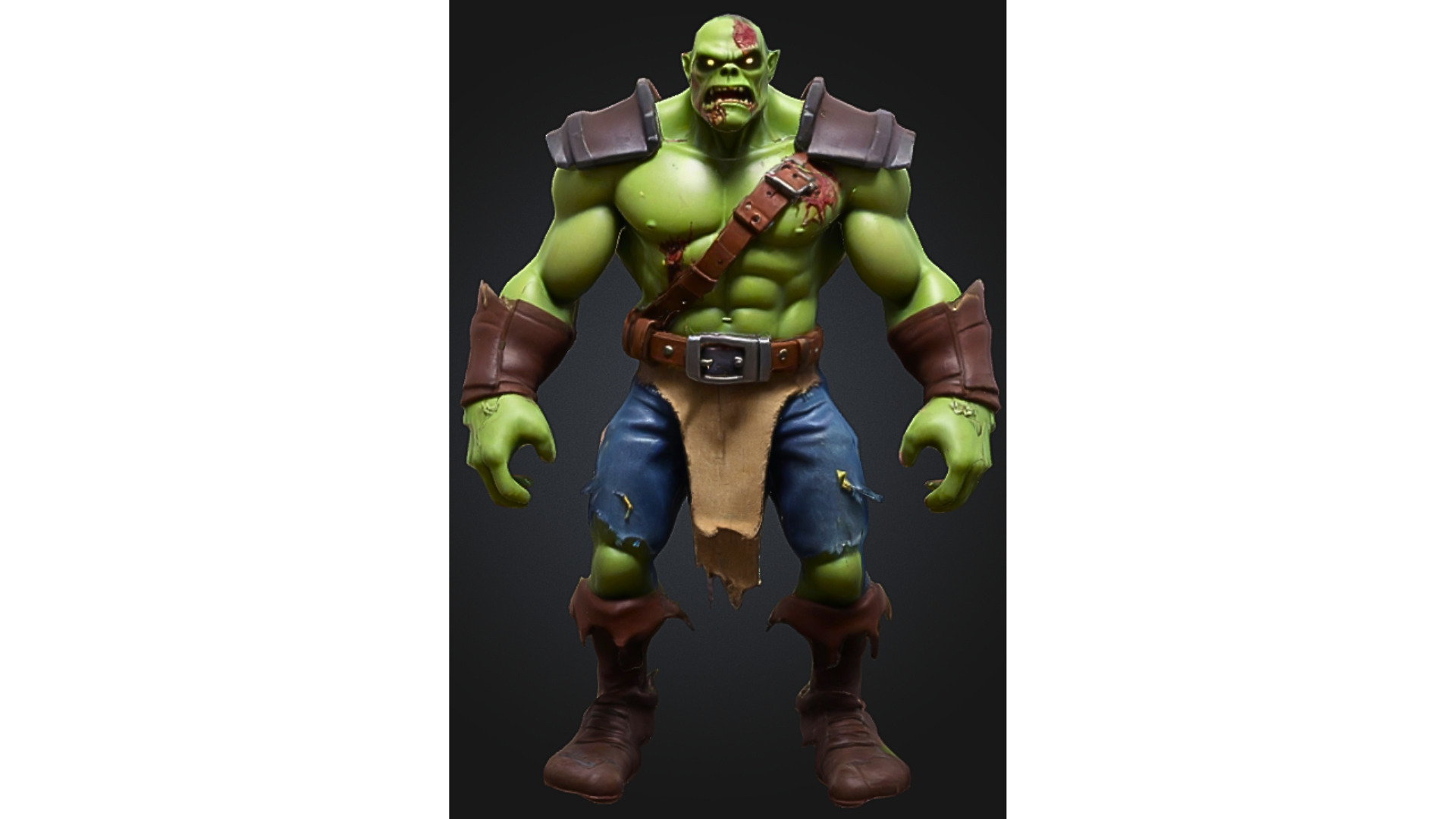 Stylized Zombie Orc Warrior Low-poly 3D model_4