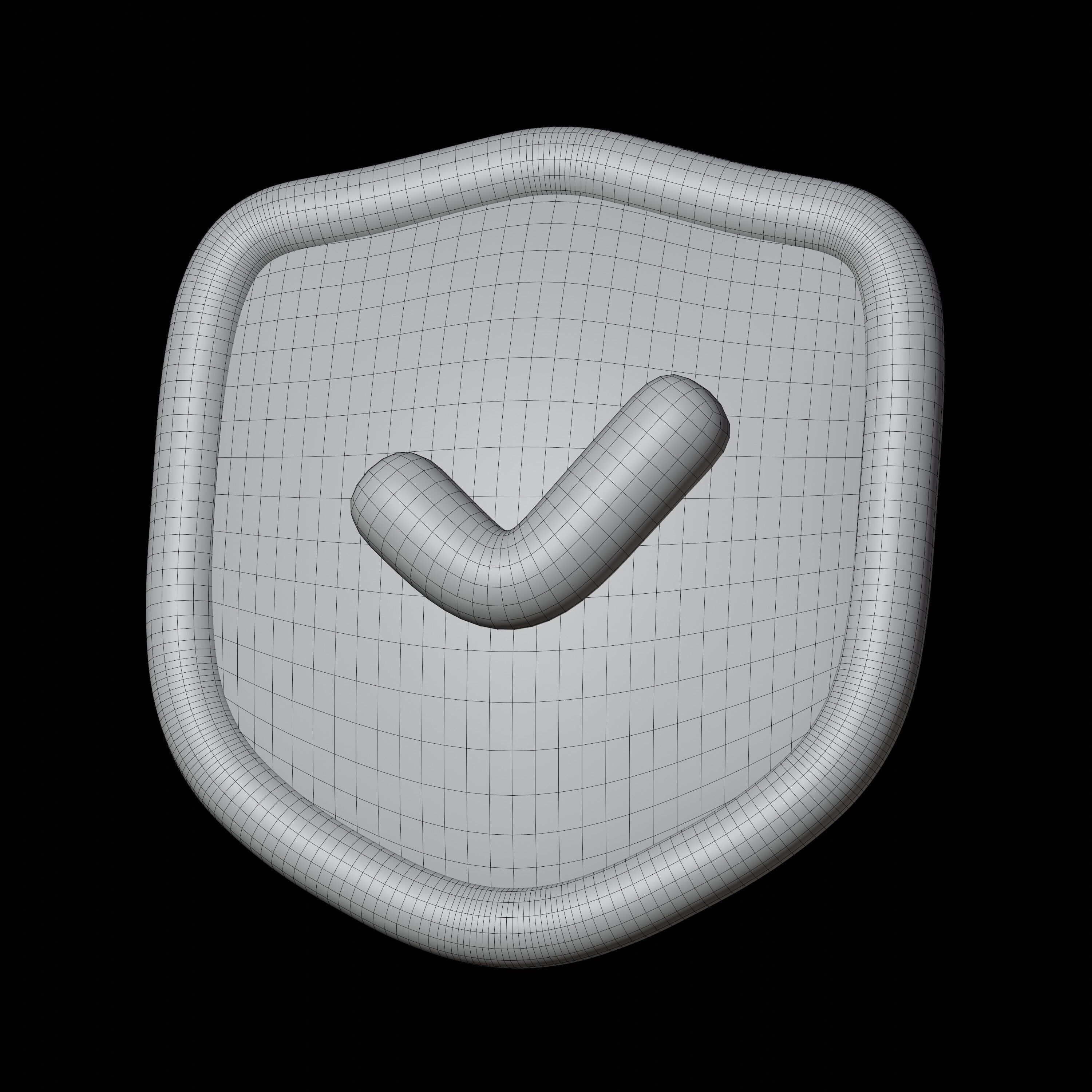 shield with a check mark on the front 3D model_1