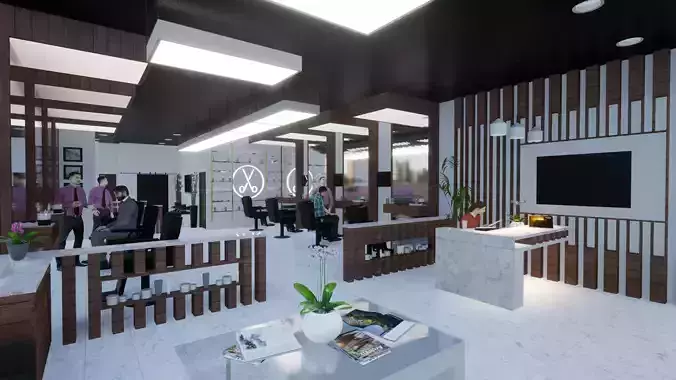 3d Interior design barber shop 
