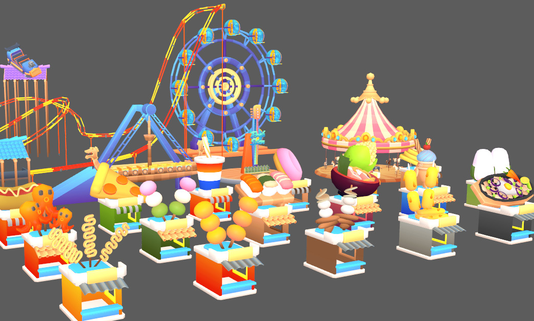 amusement park asset pack Low-poly 3D model_1