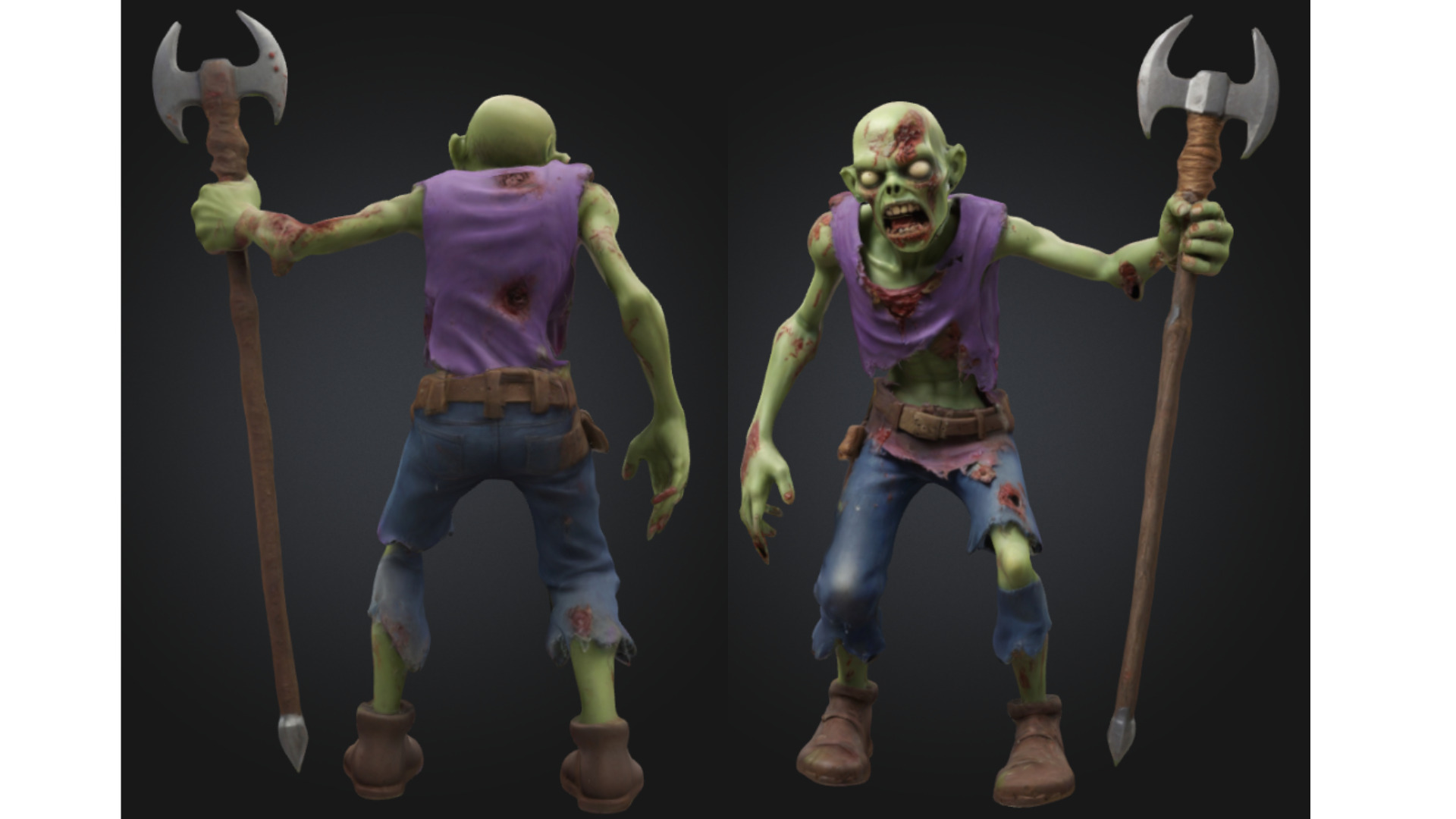 Undead Enemy with Weapon Low-poly 3D model_1