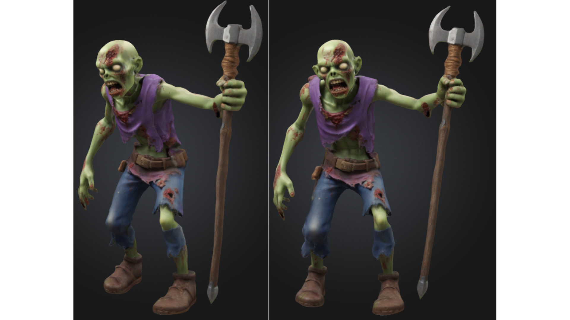 Undead Enemy with Weapon Low-poly 3D model_3