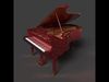 Chinese red grand piano  Low-poly 3D model_1