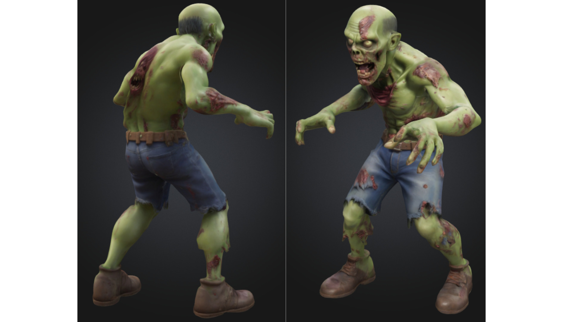 Realistic Zombie Undead Low-poly 3D model_2