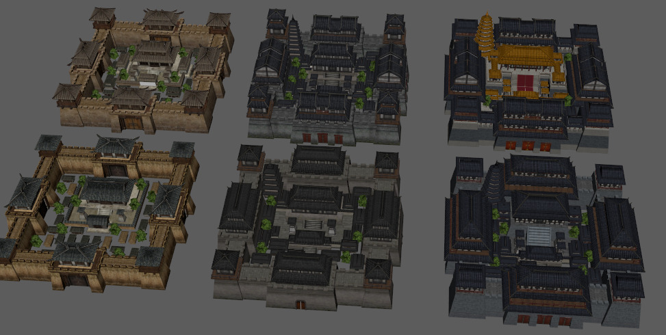 Ancient Chinese Three Kingdoms city Low-poly 3D model_1