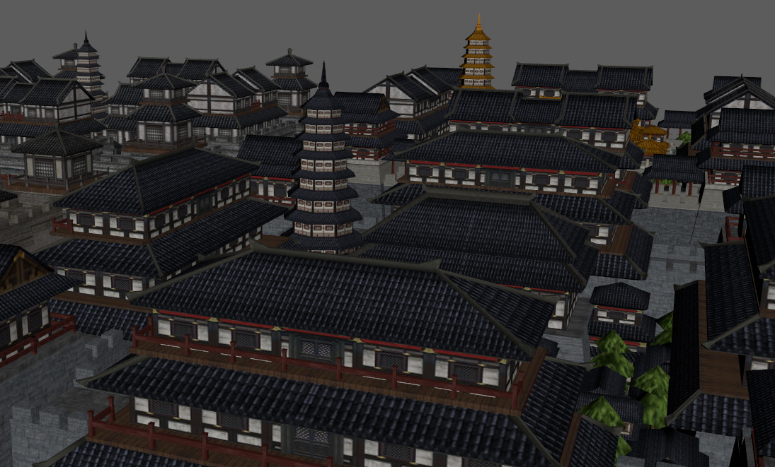 Ancient Chinese Three Kingdoms city Low-poly 3D model_3
