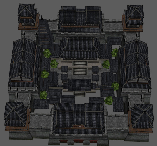Ancient Chinese Three Kingdoms city Low-poly 3D model_4