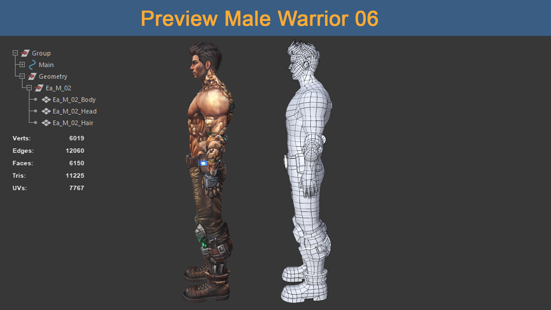 Character Male Warriors 06 - Ready for game Low-poly 3D model_7