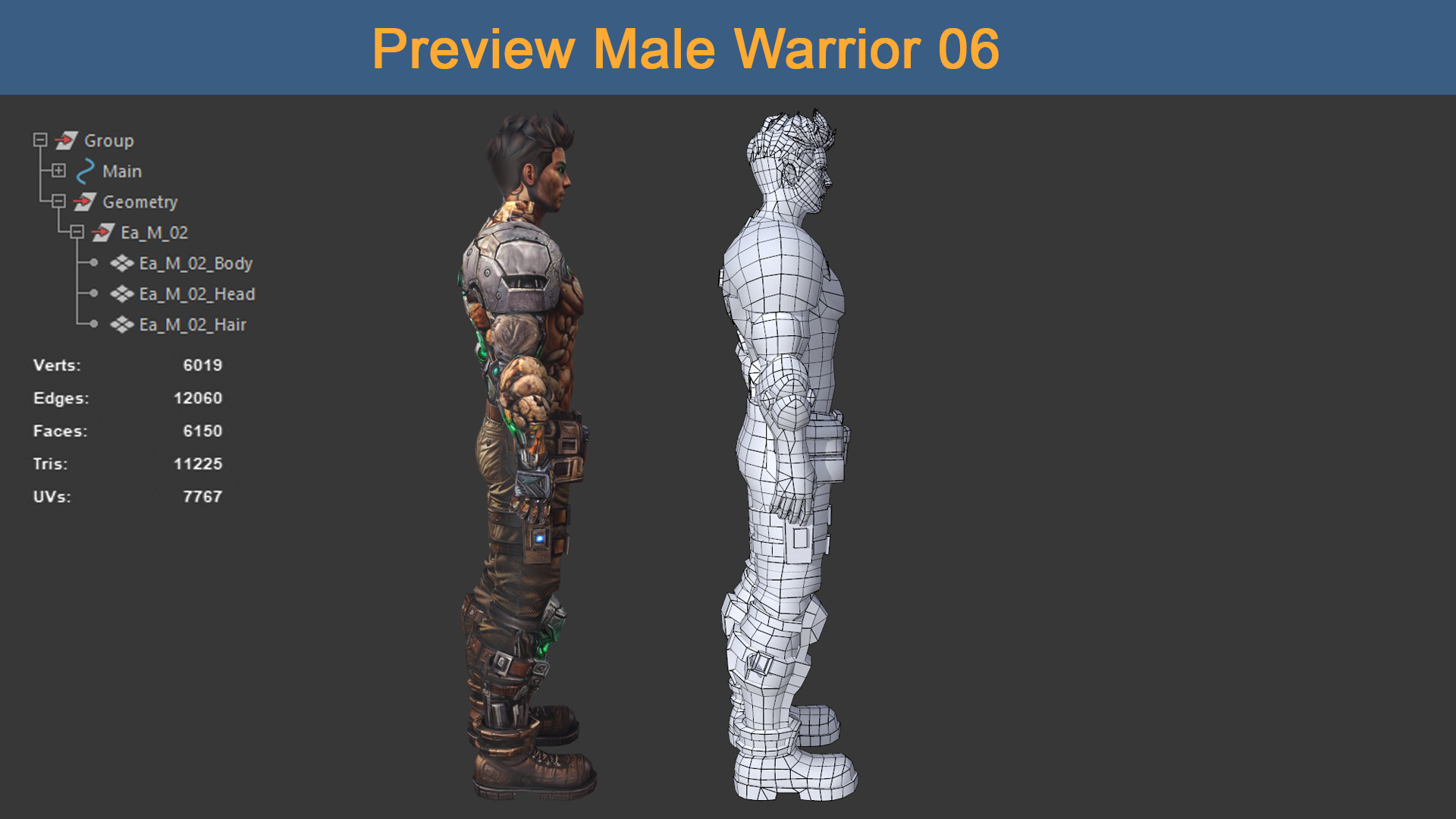 Character Male Warriors 06 - Ready for game Low-poly 3D model_5