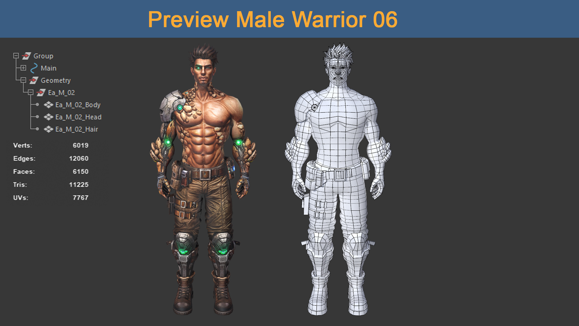 Character Male Warriors 06 - Ready for game Low-poly 3D model_3