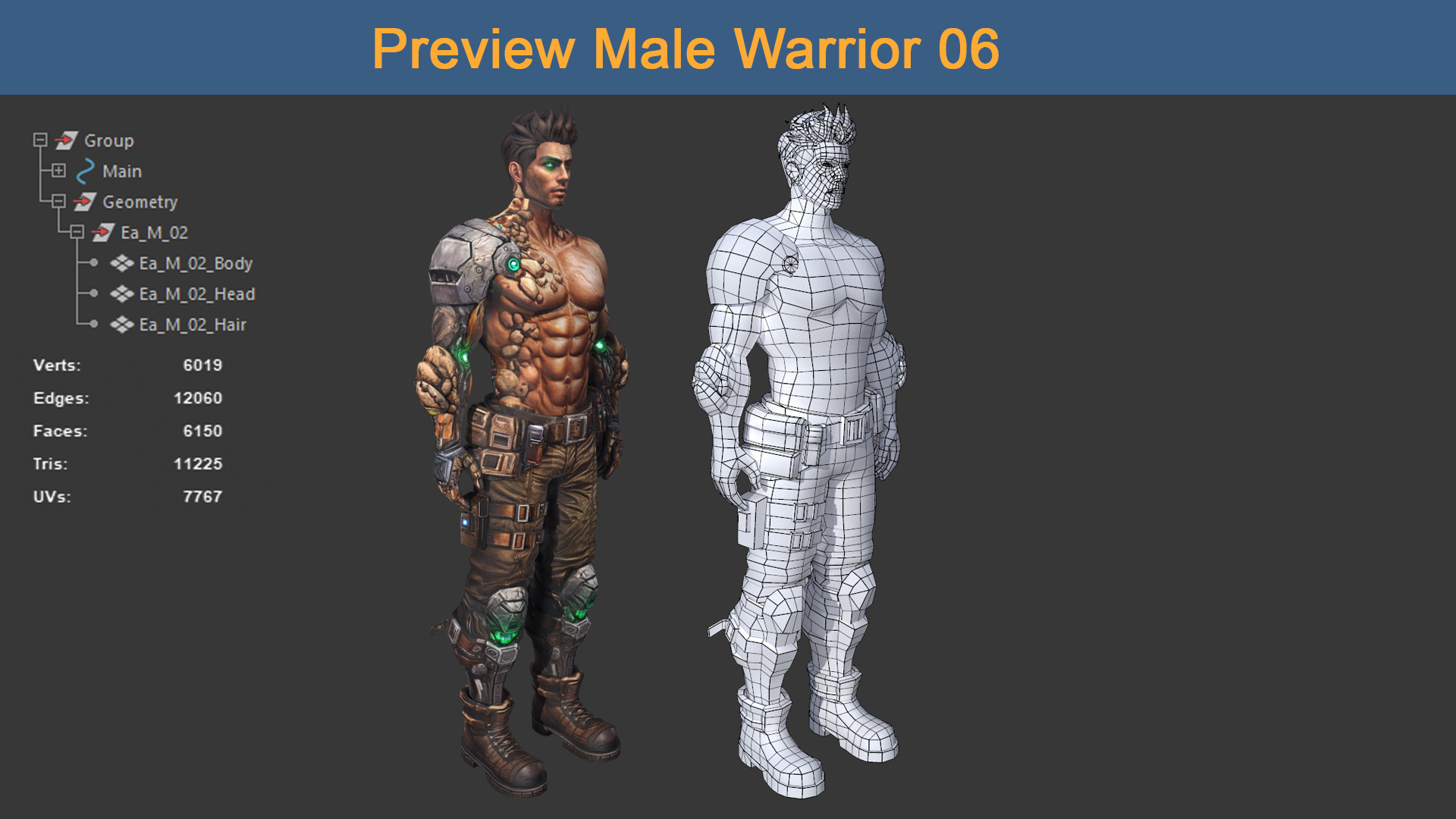 Character Male Warriors 06 - Ready for game Low-poly 3D model_4