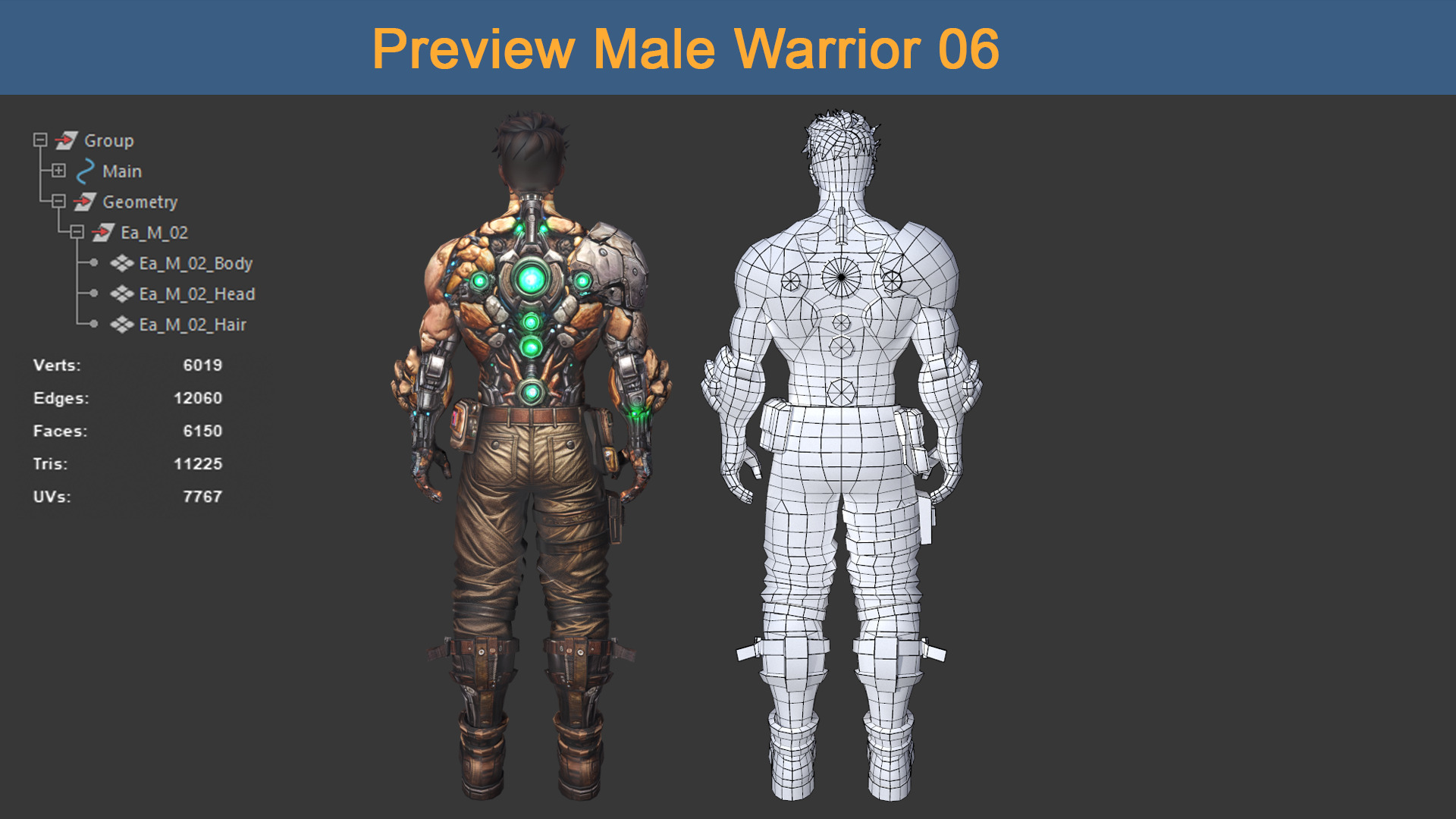 Character Male Warriors 06 - Ready for game Low-poly 3D model_6
